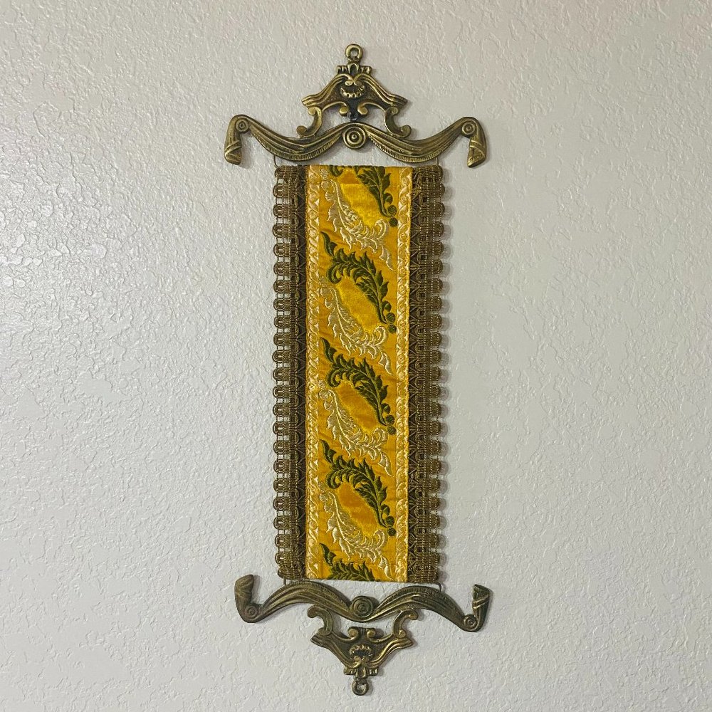 Antique Corona River Co. Art Deco Brass/Metal Hardware Hand Embroidered Tapestry
